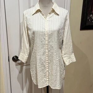 Gloria Vanderbilt Cream 100% Cotton Shirt